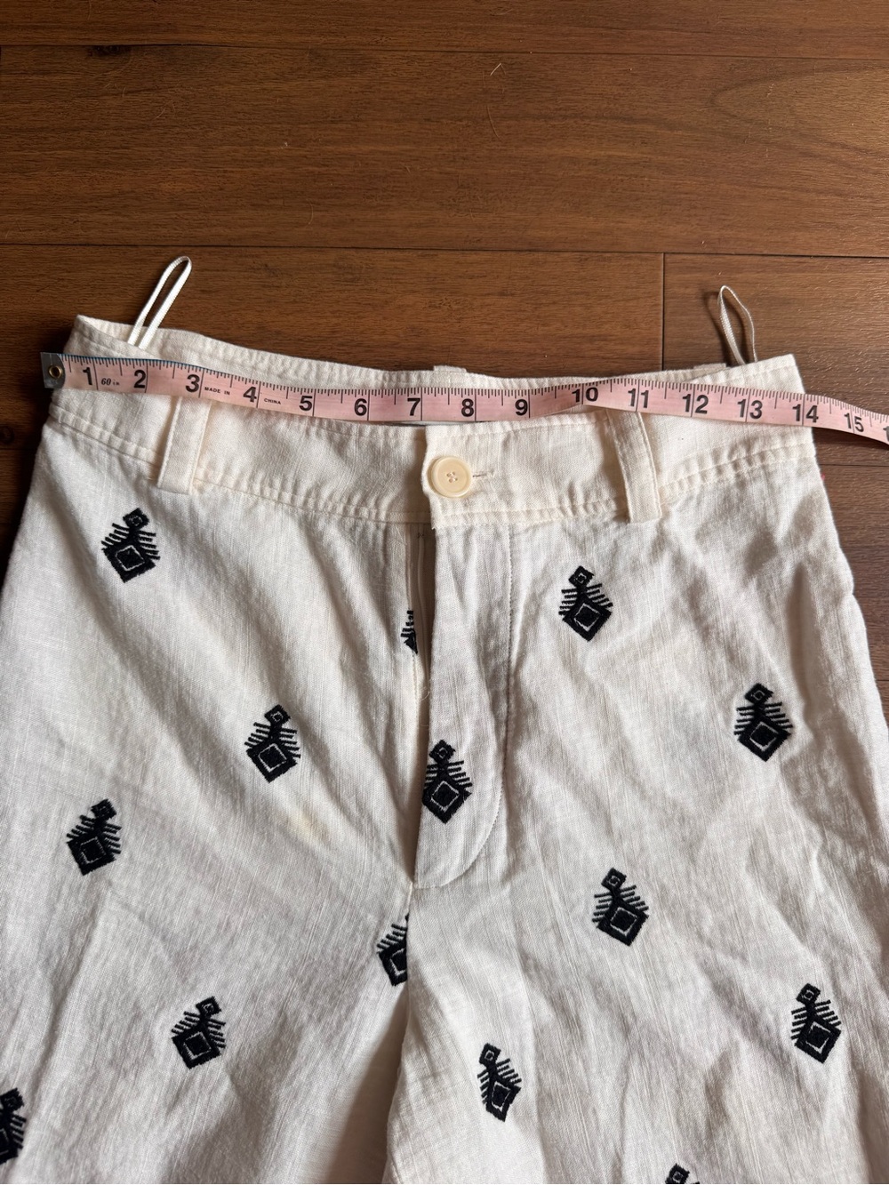 Zara White Embroidered Wide-Leg Linen Pants - Picture 6 of 6